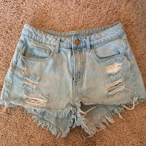 High waisted denim shorts